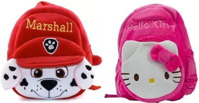 7Eleven Enterprise BM-Latch_combo of 2 red marshall,hello kitty pink_478 12 L Backpack(Red, Pink)