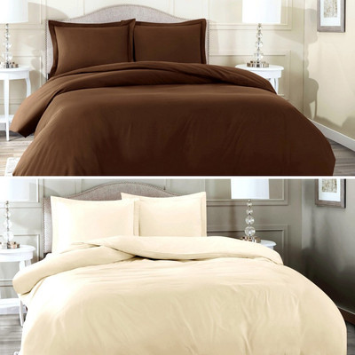 BEVI Polycotton Double Flat 144 TC Solid Bedsheet(Pack of 2, Gold)