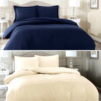 BEVI Polycotton Double Flat 144 TC Solid Bedsheet(Pack of 2, Blue)