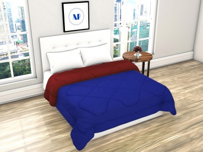 AP Linens Solid Single Comforter for  Heavy Winter(Poly Cotton, Blue & Maroon)