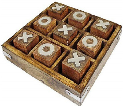 ORTUS Wooden Noughts and Crosses / Tic Tac Toe / Tic Tak Toe / Pedagogical Board / Brain Teaser Games for Kids Party & Fun Board Game