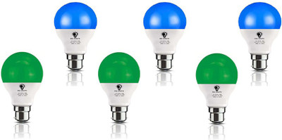 mg lights 9 W Basic Standard B22 LED Bulb(Green, Blue, Pack of 6)
