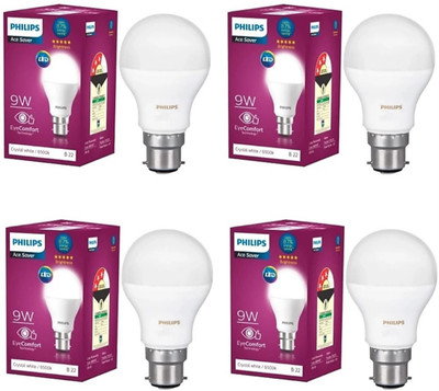 PHILIPS 9 W Basic Round B22 LED Bulb(White, Pack of 4)