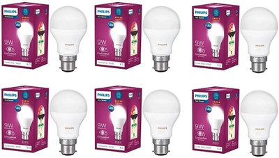 PHILIPS 9 W Basic Round B22 LED Bulb(White, Pack of 6)