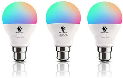 mg lights 7 W Basic Standard B22 LED Bulb(Multicolor, Pack of 3)