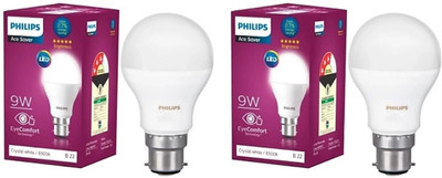 PHILIPS 9 W Basic Round B22 LED Bulb(White, Pack of 2)