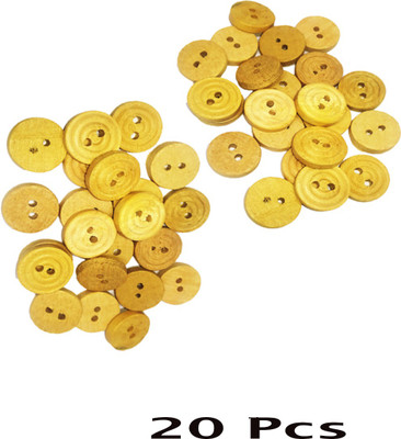 lookat Round Wooden Button 2 Holed Buttons for Designer Collection of Ethnic Ware, Sewing, DIY Art and Craft Pack of 20 Wooden Buttons(Pack of 20)