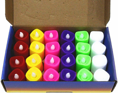 WunderVoX VXXI™-254-VF-Led Multicoloured Light Changing Decoration Diya Battery Operated Led Tealight Candles Candle(Multicolor, Pack of 24)