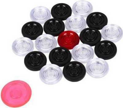 Honoty Crystal Plastic Coins, 20 Carrom coins with 1 Striker, Carrom Pawns (Pack of 20) Carrom Pawns(Pack of 20)