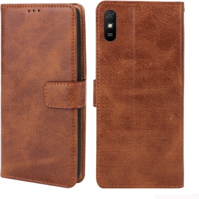 MG Star Flip Cover for Xiaomi Redmi 9A Sport(Brown, Shock Proof, Pack of: 1)