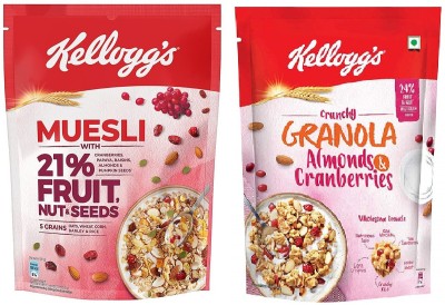 Kellogg's Muesli Fruit & Nut 500 gm + Almond & Cranberries 460 gm Pouch(2 x 480 g)