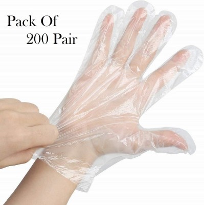 Strobine Disposable 200 Pair gloves Wet And Dry High-Density Multi-Purpose Clear Transparent Eco-Friendly Disposable Plastic Polyethylene Cooking, Cleaning Wet and Dry Disposable Glove Set (Free Size Pack of 400 pcs transparent multipurpose gloves)Cleaning Gloves , Safety Household 200 Pair Combo Po