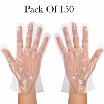 Strobine Disposable 150 Pair gloves Wet And Dry High-Density Multi-Purpose Clear Transparent Eco-Friendly Disposable Plastic Polyethylene Cooking, Cleaning Wet and Dry Disposable Glove Set (Free Size Pack of 300 pcs transparent multipurpose gloves)Cleaning Gloves , Safety Household 150 Pair Combo Po