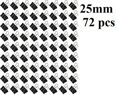 True-Ally Premium Quality 25 mm Size Paper Binder Clip clamp for Office, Home, School, Institutions Pack of 72 Clips, Capacity 60 Pages 25 mm Steel Binder(Set of 144, Black)