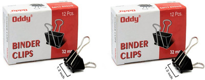Oddy Rust Resistant 32 mm Black Binder Clip (Pack of 24 pcs) 32mm Nickel plated Binder Clip Paper Clip Clamps(Set of 24, Black)