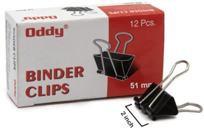 Oddy Corrosion-resistant steel 51 mm Black Binder Clip (Pack of 12 pcs) 51 MM Nickel plated Binder Clip Paper Clip Clamp(Set of 12, Black)