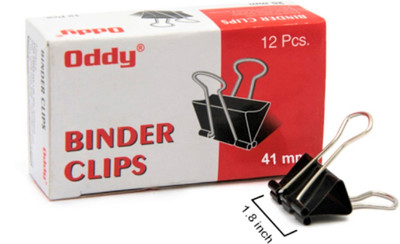 Oddy Corrosion-resistant steel 41 mm Black Binder Clip (Pack of 12 pcs) 41 MM Nickel plated Binder Clip Paper Clip Clamp(Set of 12, Black)