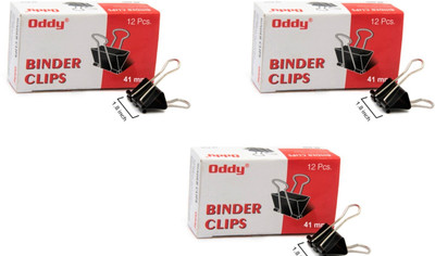 Oddy Nickel Plated 41 mm Black Binder Clip (Pack of 36 pcs) Re-usable, Long life 41 MM Corrosion-resistant steel Binder Clip Paper Clip CLAMPS(Set of 36, Black)