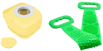 A Quints Combo of Silicone Body Scrubber and Bath Belt| Soap Dispenser | Bath Body Cleaning Belt