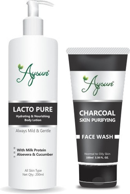 Aysun Lacto Pure Boyd Lotion & Charcoal Face Wash Combo Pack of 2(2 Items in the set)