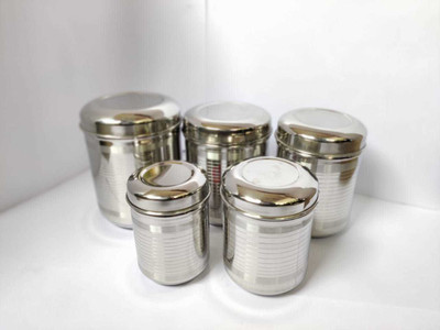 Revathi Steel Utility Container  - 2 ml, 1.75 ml, 1.5 ml, 1 ml, 0.75 ml(Pack of 5, Silver)