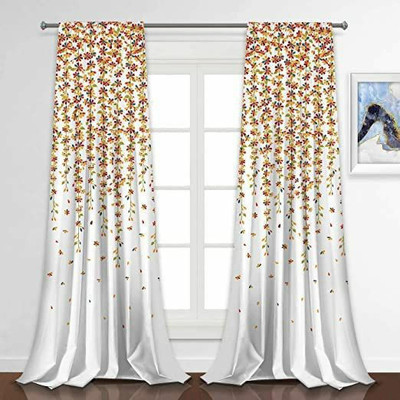 RD 274 cm (9 ft) Long Door Polyester Room Darkening Curtain (Pack Of 2)(Red, Floral)