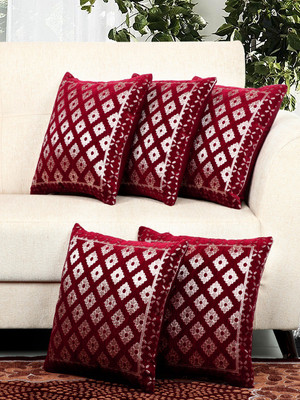 BELLA TRUE Chenille Cushions Cover(40 cm*40 cm, Pack of 5, Maroon)