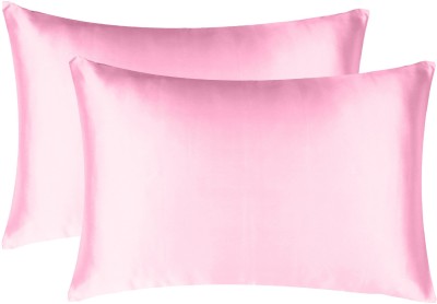 Sugarchic Plain Pillows Cover(Pack of 2, 45 cm*68 cm, Pink)