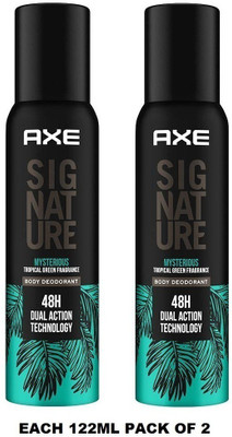 AXE Signature Mysterious Tropical Green Fragrance No Gas Deodorant Body Spray Each 122ml Pack of -2 Body Spray  -  For Men(244 ml, Pack of 2)
