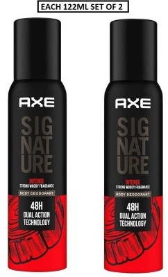 AXE Signature (Intense) Strong Woody Fragrance No Gas Deodorant Body Spray Each 122ml Set of 2 Body Spray  -  For Men(244 ml, Pack of 2)