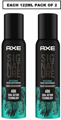 AXE Signature (Mysterious) Green Fragrance No Gas Deodorant Body Spray Each 122ml Set of 2 Body Spray  -  For Men(244 ml, Pack of 2)