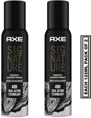 AXE Signature Corporate Indoor Woody Fragrance No Gas Deodorant Body Spray Each 122ml Set of2 Body Spray  -  For Men(244 ml, Pack of 2)