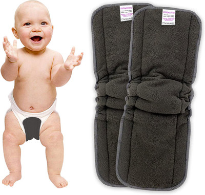 Bembika 5 Layer Bamboo Charcoal Inserts with Gussets Liners Natures Cloth Diaper Liner, Wetfree Reusable Washable Cotton Diaper Nappy Inserts for Baby Cloth Diapers (Set of 2)