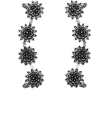 Teejh Teejh Panchali Silver Oxidised Floral Earcuffs Alloy Cuff Earring