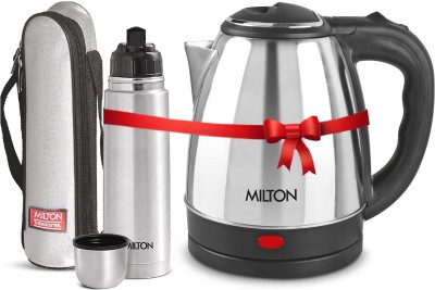 MILTON Combo Set Insta Electric Stainless Steel Kettle, 1.5 Litres, Silver and...