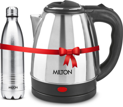 MILTON Combo Set Insta Electric Stainless Steel Kettle, 1.5 Litres, Silver and Duo DLX Thermosteel Hot or Cold Stainless Steel Water Bottle, 500 ml, Silver Electric Kettle(2 L, Silver)