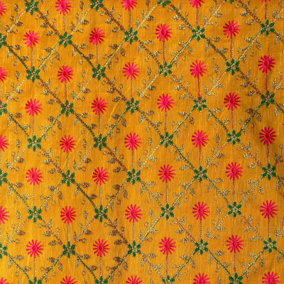 Dudheeba Textiles Silk Blend Embroidered Blouse Material