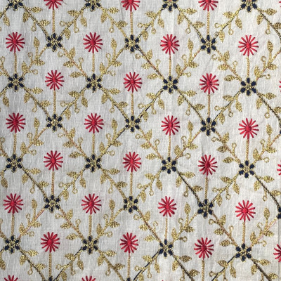Dudheeba Textiles Silk Blend Embroidered Blouse Material