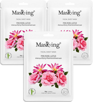 MasKing Bamboo Facial Sheet Mask of Pink Rose & for Skin Purifying Ideal(60 ml)