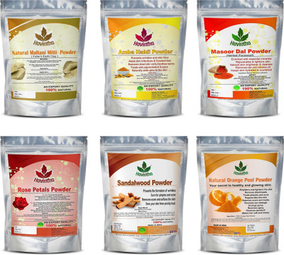 Havintha Natural Face Pack for Healthy and Glowing Skin Combo Pack of Multani Mitti, Sandal Wood, Orange Peel, Rose Petal, Masoor Dal, Amba Haldi Powder(300 g)