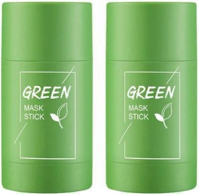 Love Nature Natural Green Tea Extracts Rich Mask Stick for Face Purifying Clay Stick Mask For Deep Cleaning, Blackhead Remove for Men and Women Anti-Acne Oil Control & Clean Pores for All Skin Types Pack of 2(80 g)