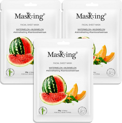 MasKing Facial Sheet Mask of Watermelon & Muskmelon for Skin Refreshing(60 g)