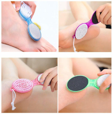 grizle Foot File 4 in 1 with Pedicure Brush Multi use Pedicure Paddle Brush [ Clean Scrub, Pumice Stone ,File and Buff ] Pedicure Tool Pedicure Brush for feet foot Scrub [ Pack Of 1 ]