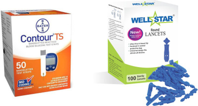 Wellstar CONTOUR TS 50 Test Strips With ROUND Glucometer Lancets (100) Glucometer Lancets(100)