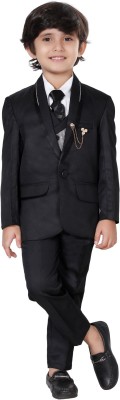 DKGF FASHION Boys Party(Festive) Coat Pant(Black)