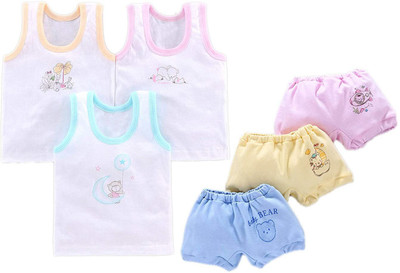 TWINKLE CRAFT Baby Boys & Baby Girls Casual Vest Shorts(white, multicolor)