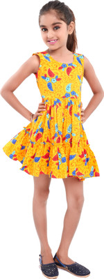 DRESSED UP DIVAS Girls Midi/Knee Length Casual Dress(Multicolor, Sleeveless)