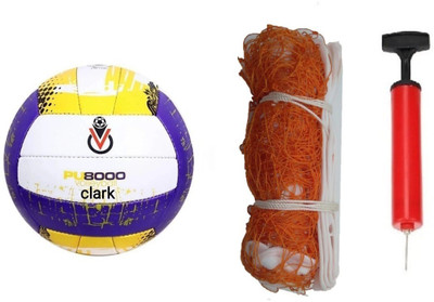clark pu yellow with orange nylon net Volleyball Kit