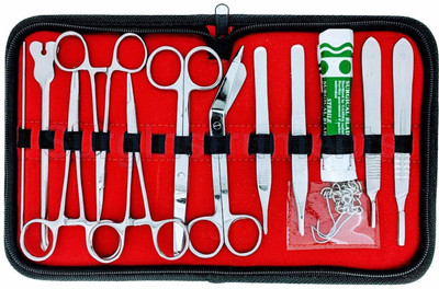 Forgesy 18 pcs Minor Surgery Set Surgical Instruments Kit Stainless Steel with Case Serrated Forceps