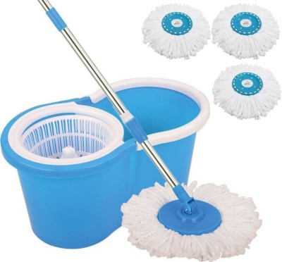 CREZON Magic Dry Bucket Mop - 360 Degree Self Spin Wringing With 3 Super Absorbers for Home & Office Floor Mop Set(Multicolor)